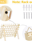 60 Spool Sewing Thread Rack with Hanging Hook, Wall Mounted Wooden Thread Holder Organizer for Embroidery, Hair Braiding, Sewing