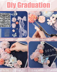 35 Pcs DIY Graduation Cap Decorations Accessory Kit, 3D Artificial Flowers 3D Butterfly Stickers Rhinestone Stickers Alphabet Letter Stickers Pearl Stickers Bowknot for Grad Hats Decor (Pink)