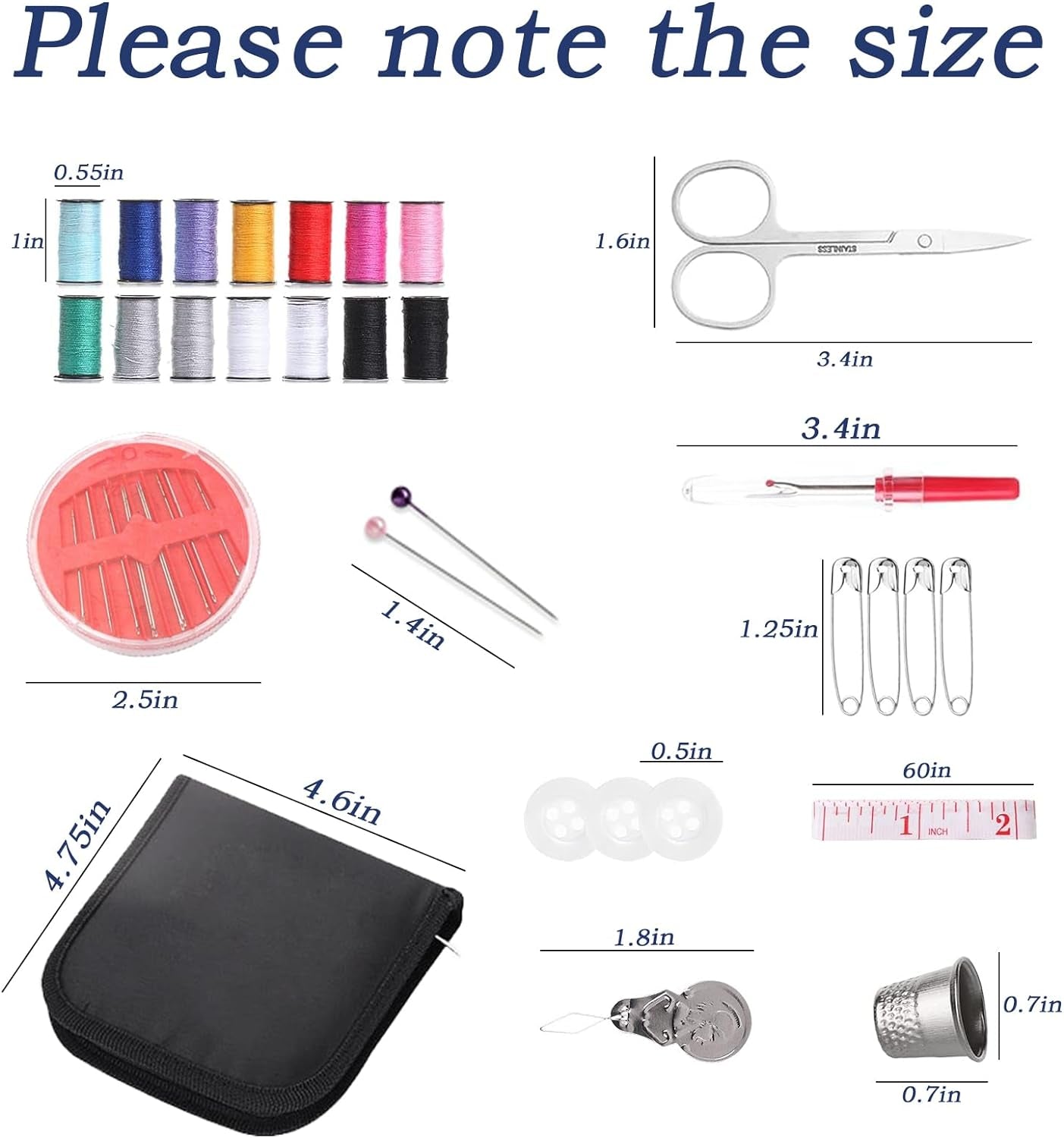 Sewing Kit,Sewing Bag Set, Portable Sewing Kit - DIY Supplies with Accessories, Ideal for Adults, Beginners, Travelers and More. Includes Black Handbag.