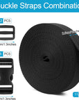Buckle Straps 1 Inch, Webbing Straps Polypropylene 11 Yards, 6 PCS Adjustable Side Release Plastic Buckles, 12 PCS Tri-Glide Slide Clip, Heavy Duty Straps with Buckles
