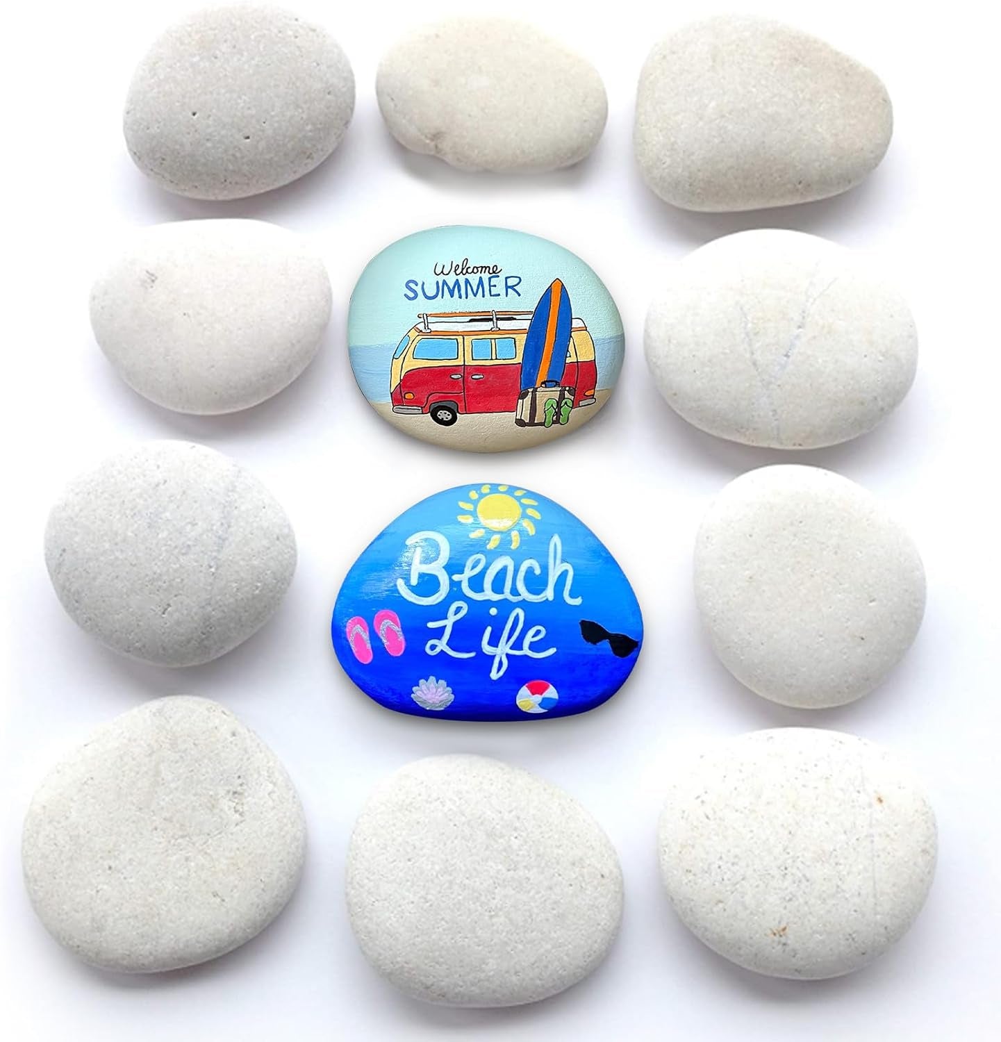 River Rocks for Painting,2-6 Inches 12PCS DIY & Smooth Kindness White Rocks for Arts,5 Pounds Naturally Stone, Pebble Perfect for Kids Party, Crafts, and Decoration