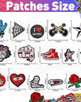 Embroidered Patches Iron-On Appliques: 30Pcs Assorted Cool Punk Embroidery Sew-On Patch for Jackets Clothing