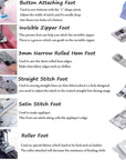 Presser Feet Set 11Pcs Snap on Sewing Machine Foot for Brother Singer Janome Babylock Kenmore Low Shank Sewing Machine Use