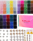 Glass Beads Bracelet Making Kit, 3000 Pcs 72 Colors 6 Mm Crystal Glass Beads for Jewelry Making, Glass Beads Kits for Beginners DIY Earrings Necklaces Rings Crafts Party Gifts