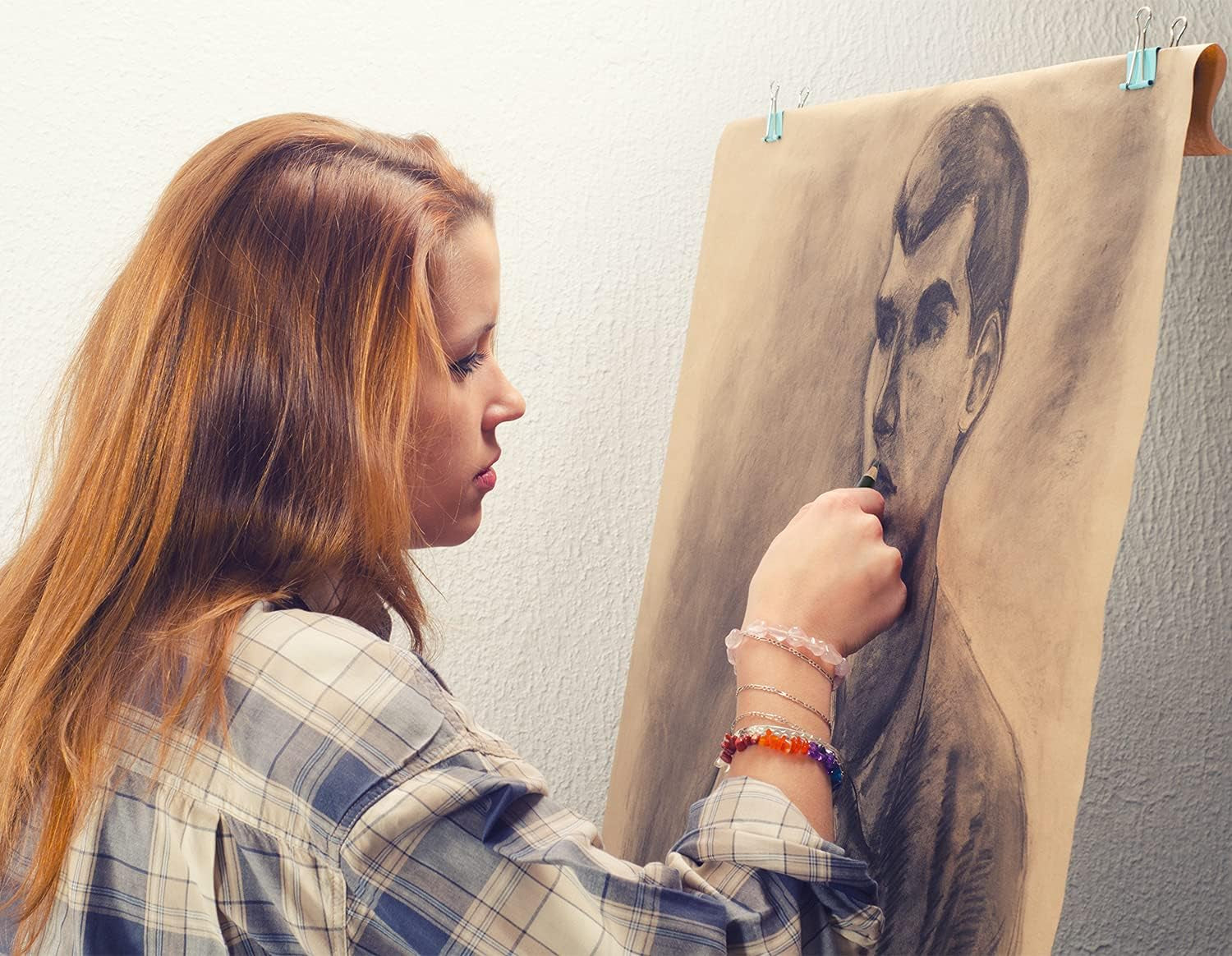 Professional Charcoal Pencils Drawing Set - 6 Pieces Soft Medium and Hard Charcoal Pencils for Drawing, Sketching, Shading