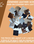 Cowhides Nice Variety 15 Pieces Hair on Cow Hide Scrap Leather Hide Remnant (15), Multi Color, 6X6