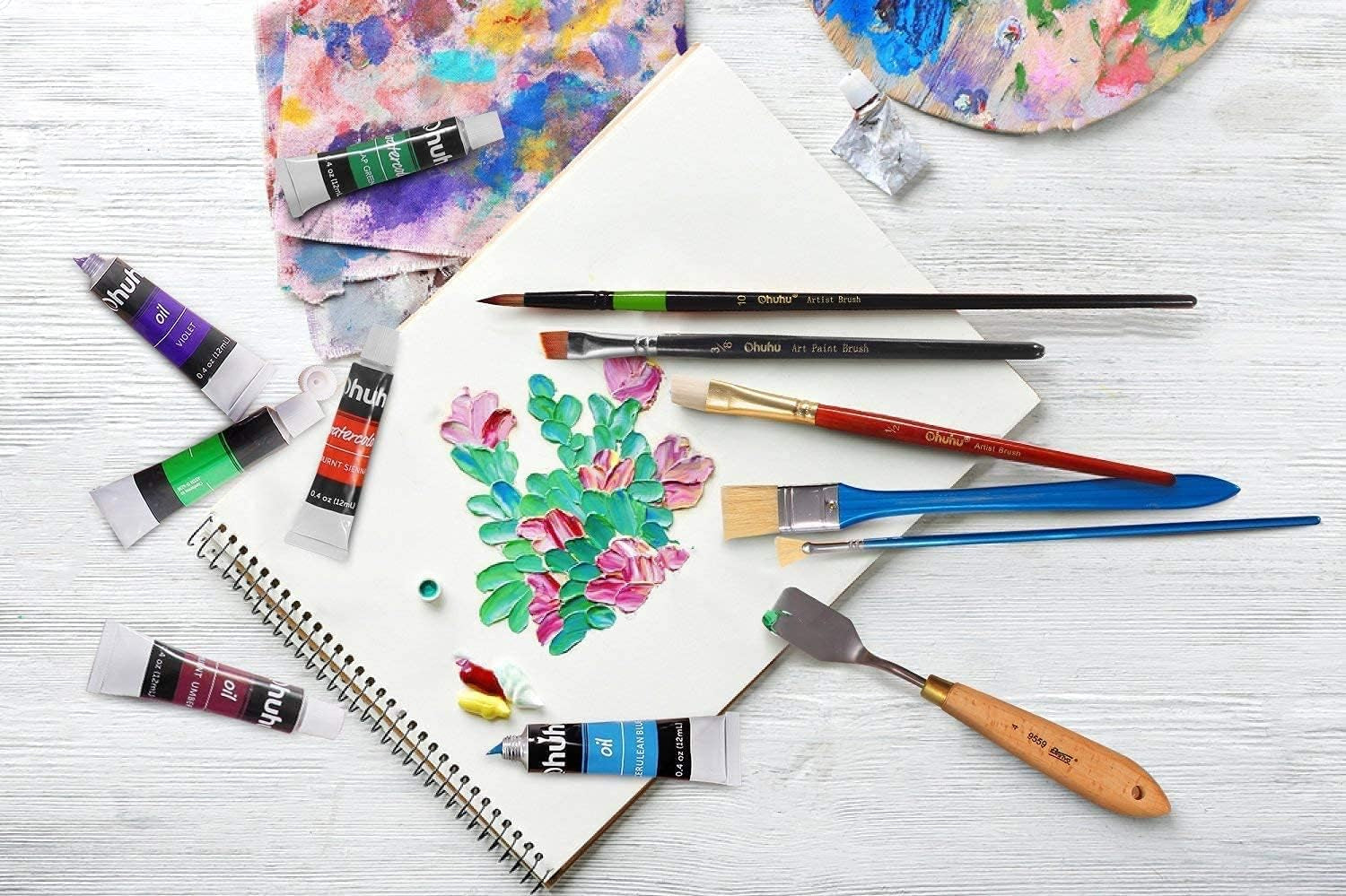 Oil Paint Set, 24 Oil-Based Colors, 12Ml/0.42Oz X 24 Tubes Non-Toxic Oil Painting Set Supplies for Canvas Painting Artist Kids Beginners Adults Classroom DIY Art Supplies Gift