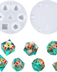 Resin Molds Silicone, Dice and Dice Box Epoxy Resin Molds with 7 Standard Stereoscopic Dice Cavities, Silicone Molds for Resin, DND Dice and Dice Organizer Dice Making Kit, Table Board Game