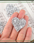 24 Pieces Star Patches Rhinestone Patches Heart Shape Diamond Appliques Adhesive Applique Glitter Repair Patch for DIY Crafts Clothes Bag Pants Wedding Decoration (Heart,Silver)