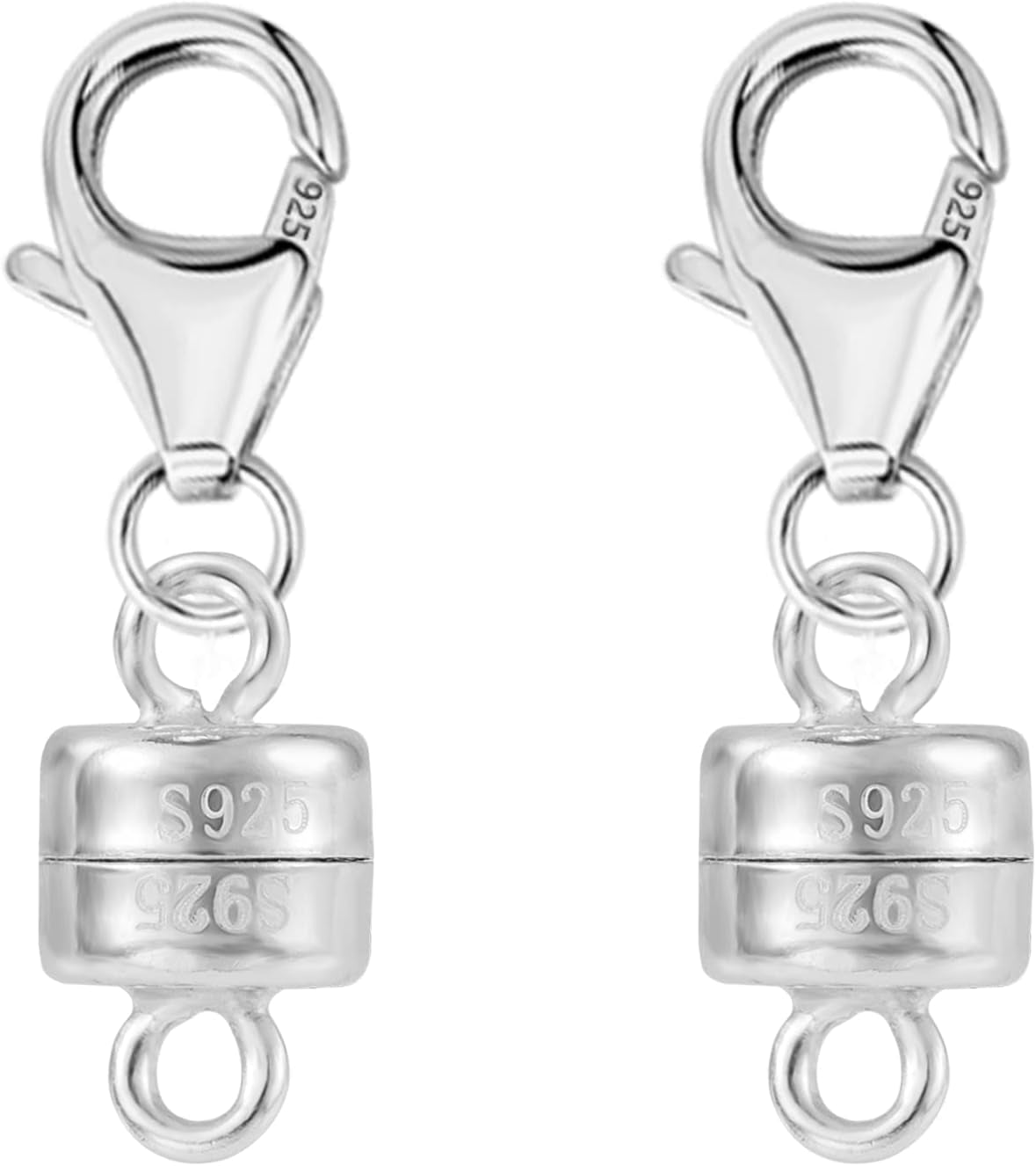 Magnetic Necklace Clasps and Closures, 2 Pcs 925 Sterling Silver Magnetic Clasps for Necklaces White Gold Plated Converter Closures Connector Clasps for Bracelet Anklet DIY Jewelry Making Supplies
