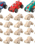 24 Pieces Wood DIY Car Toys Unfinished Wooden Cars Unfinished DIY Car Crafts for Students Home Activities Easy Woodworking and Family Time Set