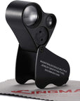 Illuminated Jewelry Eye Loupe 2 Lens 30X 22Mm 60X 12Mm Jewelers Magnifier Magnifying with LED Lighting (Black)