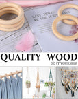 10 Pcs Macrame Wooden Rings, 60Mm/2.4Inch Natural Unfinished Solid Wood Hoops for DIY Craft Pendant Connectors Jewelry Making