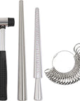 Ring Sizer Mandrel Measuring Tool Steel Ring Sizing Gauge Sizers Set Rubber Jeweler'S Mallet Hammer Metal Finger Size Stick Wire Wrap Rings Tools Jewelry Making Kit