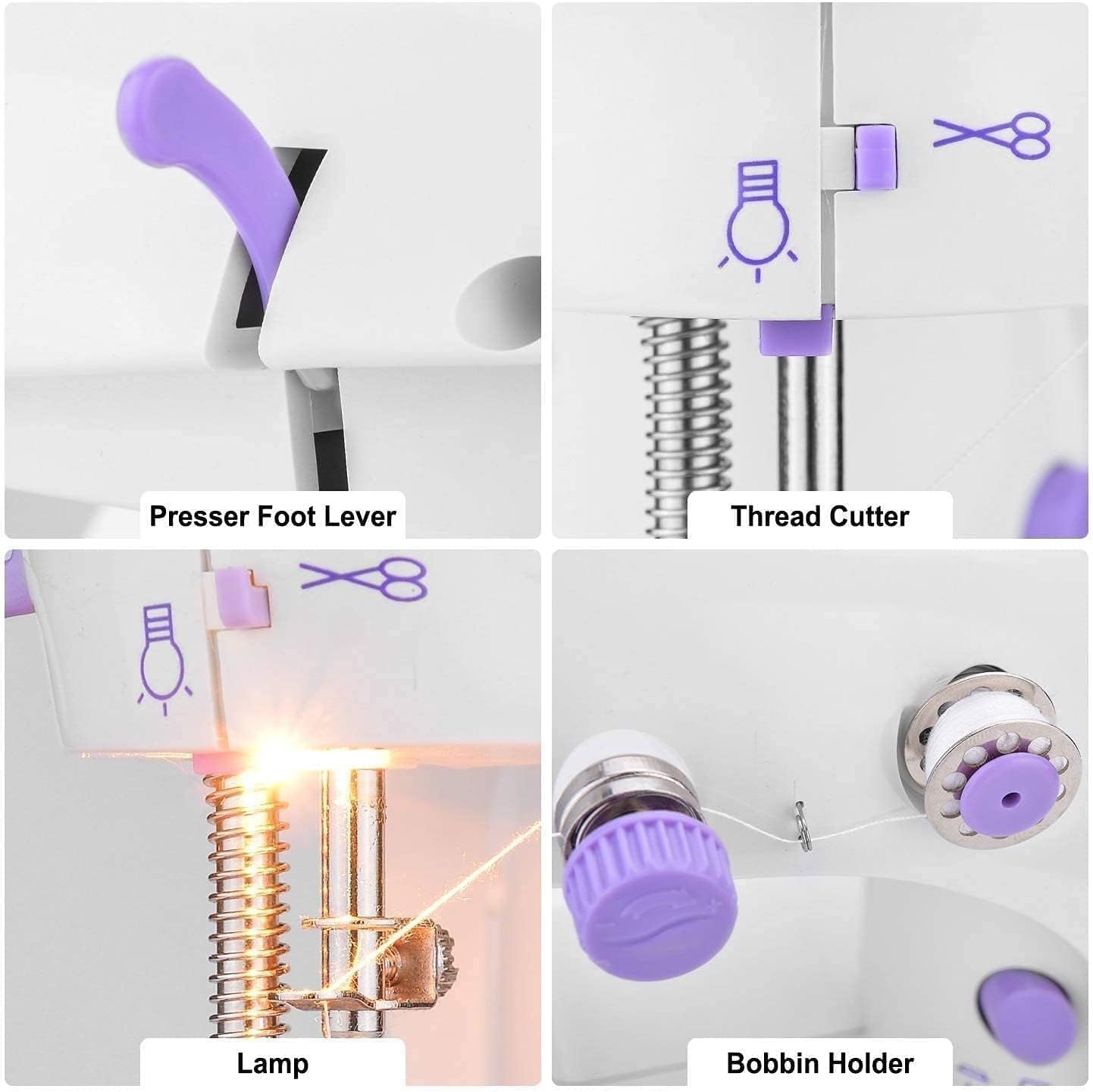 Mini Sewing Machine,Portable Sewing Machine for Beginners Adult Kids, 2-Thread 2-Speed 2-Switches Electric Crafting Mending Machine Travel Automatic Sewing Machine