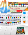 Acrylic Painting Set with 1 Packs / 10 PCS Nylon Hair Brushes 12 Color Tubes (12Ml, 0.4 Oz) 1 PCS Paint Plate and 4 PCS Canvas for Acrylic Painting Artist Professional Kits