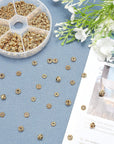 300Pcs Spacer Beads 6 Style Antique Golden Beads Tibetan Metal Jewelry Beads Loose Spacer Beads Flower Flat Rondelle Beads for Bracelet Necklace Jewelry Making Supplies (5.5-6.5Mm)