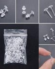 3Mm Invisible Plastic Earrings Blank Pins Stud Tiny Head Findings DIY Supplies (200 Pieces/100 Pairs)