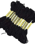 Black Embroidery Floss, 24 Skeins Embroidery Thread Friendship Bracelet String, Cross Stitch Threads Hair Wrap Yarn