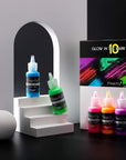 Acrylic Glow in the Dark Paint, 10 Bright Colours Liquid Luminous Paint, Neon Paints Glow in Dark for Painting, Halloween Decoration, DIY Crafts, 20 Ml Each