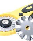 45Mm Rotary Cutter Set with 9 Pack Replacement Rotary Blades Skip Rotary Blades Pinking Rotary Blades for Sewing Fabric Leather Quilting Cutter Paper Perforating Tool