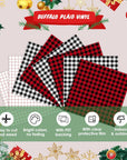Buffalo Plaid Permanent Adhesive Vinyl-6 Sheets 12"X12" Buffalo Plaid Vinyl & 2 Sheets Transfer Tape, Permanent Vinyl for Cricut Machine, Pattern Vinyl for Christmas