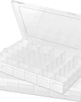 2 Pack Plastic Organizer Container Box, 36 Grids Clear Plastic Parts Organizer Box, for Beads, Art DIY, Crafts, Jewelry, Fishing Tackle with Label Stickers