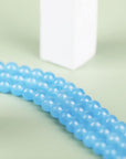 140 Pcs 8Mm Natural Gemstone Beads for Jewelry Making, Sky Blue round Smooth Healing Agate Stone Beads Bulk