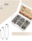 Safety Pins, 150 PCS Safety Pins Assorted, 3 Different Sizes Silver Safety Pins Bulk, Small Safety Pins, Large Safety Pins Heavy Duty for Clothes, Sewing, Craft