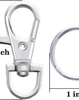 Metal Swivel Lanyard Snap Hooks and Split Key Rings Chain Hook Keychain, 100 Pieces