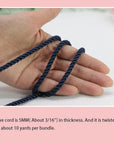 U Pick 10Yds 5Mm 3 Braided Cord Decorative Twisted Satin Polyester Twine Cord Rope String Thread Shiny Cord Choker Thread (04:Deep Blue)