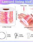 Lanyard String Kit, Boondoggle String with 25 Rolls Plastic Lacing Cord and 50Pcs Keychain Lanyard Accessories, Gimp String Lanyard Weaving Kit for Keychain Crafts, Bracelet and Lanyards
