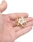 Lot 9Pcs Rose Gold-Tone Rhinestone Brooches, Big Pearl Crystal Wedding Bouquet Kit Set