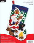 Felt Stocking Applique Kit, 18", Santa Black Bear Cabin