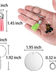 120 Pcs Acrylic Keychain Blank with Key Rings: Tassels Key Chain for Craft,Bulk Keychain Rings,Key Chain Kit for Girls, Silver