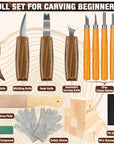 Wood Carving Kit, 23Pcs Wood Carving Tool with 4PCS Wood Carving Knives & 5PCS Detail Knives 9 Basswood Blocks & Gloves & Roll Bag & Strop Block & Polishing Compound Whittling Kit Hobbies for Adults