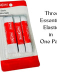 Knit Elastic - 3 Pack - 1/4" X 90", 1/2" X 45" and 3/4" X 36", Elastic for Sewing, White Elastic Bands for DIY Projects, Used on Waistbands, Sleeves, Necklines, Skirts, Swimwear, Leg Bands