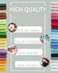 50Pcs 9.84" X 9.84" (25Cm X 25Cm) Cotton Fabric Bundle Precut Squares Fat Quarter for Patchwork Sewing DIY Craft Quilting Fabric (Bright Solid Colors)