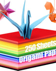 250 Sheets Oragami Paper Bulk, Double Sided Craft Paper 6 X 6 Inch Square Paper Oragami Paper for Beginners Arts and Crafts 25 Colors