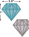 18Pcs Shiny Glitter Diamond Shape Iron on Patches Embroidered Motif Applique Decoration Sew on Patches Custom Patches for DIY Jeans, Jacket,Kid'S Clothing, Bag, Caps, Arts Craft Sew Making (Diamond)