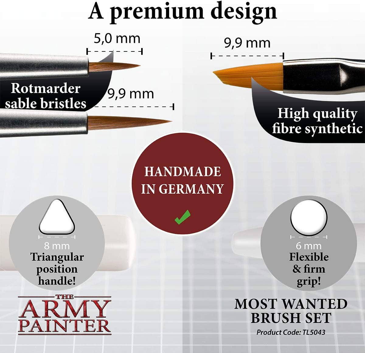 Most Wanted Brush Set - Miniature Small Paint Brush Set of 3 Acrylic Paint Brushes - Drybrush, Regiment Model Paint Brush & Fine Detail Tip Paint Brush for Watercolor Oil Painting