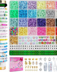 6100 Polymer Clay Beads for Bracelets Making Aesthetic Kit 24 Colors Flat Heishi Beads for Jewelry Making DIY Set with Letter Beads, Smile Face Beads and Charms for Cretive Gift
