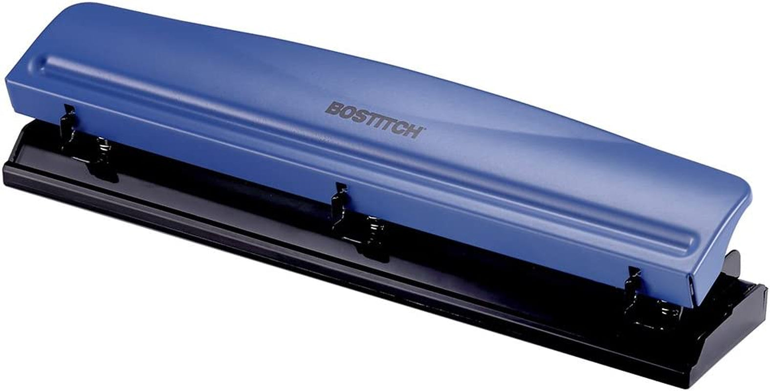 Office Premium 3 Hole Punch, 12 Sheet Capacity, Metal, Rubber Base, Easy-Clean Tray, Silver