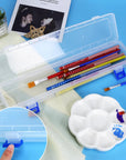 3 Pack Translucent Plastic Paint Brush Holder, Long Paint Brushes Watercolor Pens Pencils Drawing Tools Storage Box Container Case(13" X 2.8" X 1.4")