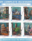 6 Pack Landscape Diamond Painting Kits for Adults and Beginners,World Famous Scenic Spots Diamond Art Kits for Adults,Diy Full Drill City Diamond Dots Gem Art for Home Wall Art Decor 12X16Inch