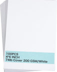 100 Pieces 4" X 6" White Cardstock, Heavyweight Cardstock Sheets Blank Invitation Paper Greeting Cards Printable, 74Lb Cover 200 Gsm/White