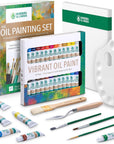 XXL Oil Paint Set - 24 Paints, 25 Brushes, 1 Canvas, and Art Palette - Oil Painting Supplies for Kids and Adults, Paint Supplies