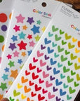 18 Sheets 1512 Pcs Colorful Dot Heart and Star Shape Self Adhesive Stickers, for Scrapbooking and Kid DIY Arts Crafts (Mixed Dots,Hearts,Stars, 18 Sheets)