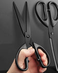 Black Office Scissors 7 Inch All Purpose Sharp Scissor Stainless Steel Blade Shears Straight ABS Handle Shear for Paper, DIY Craft, Office, School, Home