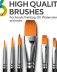 Complete Acrylic Paint Set – 12Х Rich Pigment Colors & 6X Art Brushes - Includes 3 Paint Canvases, Palette Knife & Sponge - Perfect for Canvas, Clay, Ceramic - Non-Toxic, Great for Kids & Adults